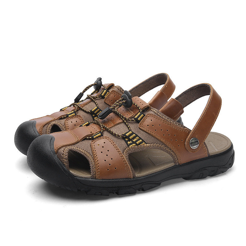 Men Anti-collision Non Slip Large Size Outdoor Casual Leather Sandals