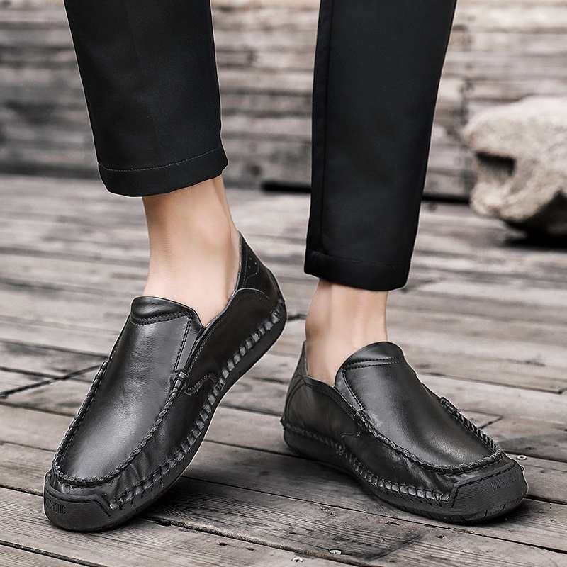 Men's Casual Leather Loafer, Breathable Driving Boat Shoes, Lightweight Slip On Flats, Walking Sneakers