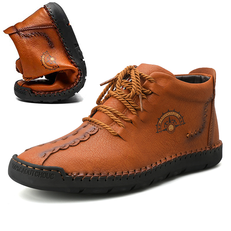 Men's, Autumn, Winter, Lace-up, Comfy, Fur-lined, Microfiber Leather, Ankle Boots, Winter Boots, Snow Boots