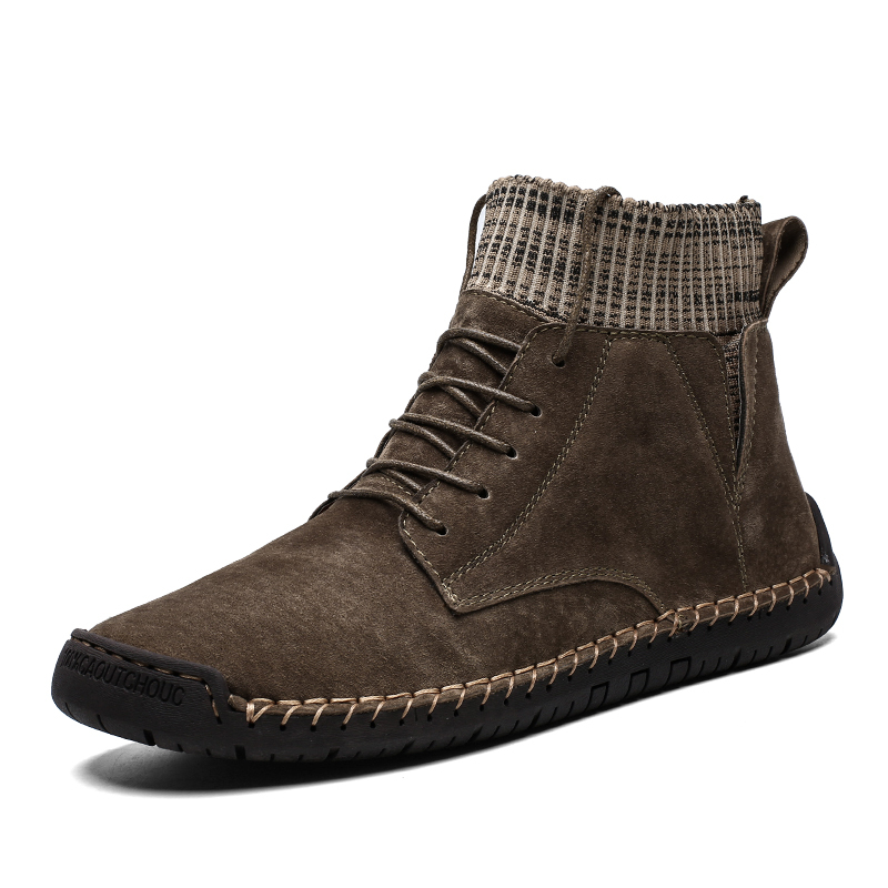 Men's, Autumn, Winter, Comfy, Elastic, Synthetic Suede, Casual Ankle Boots, Winter Boots