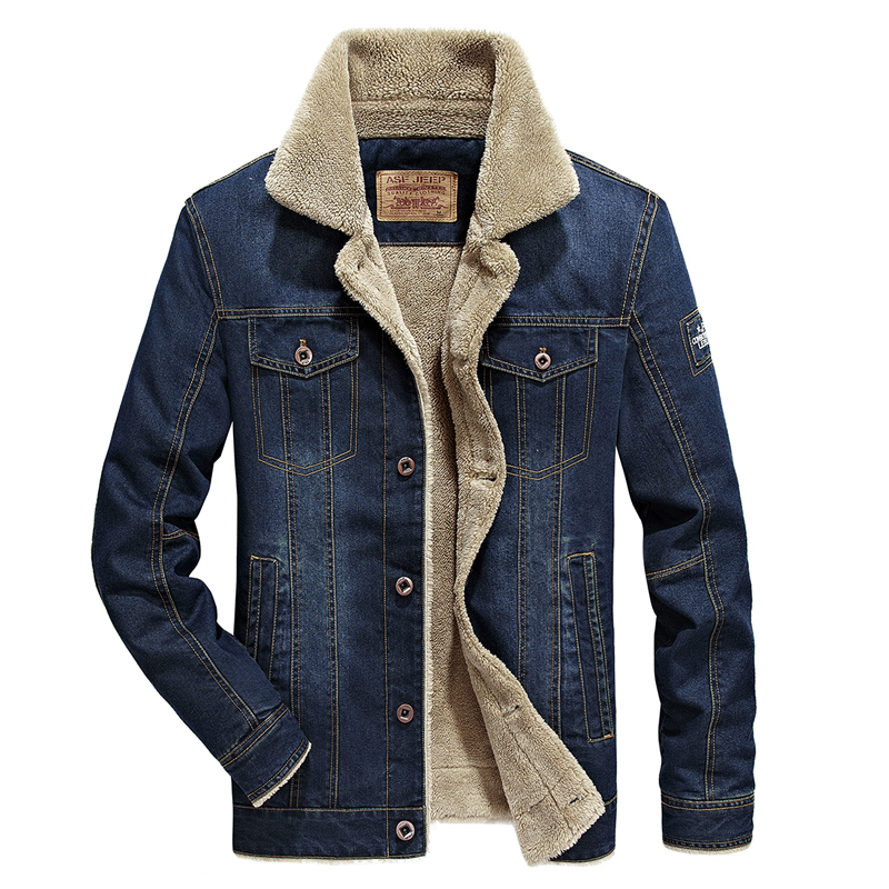 Men's Multi Pockets Sherpa-lined Denim Jacket | Calceus