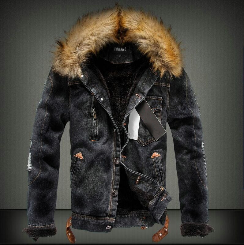 Men's, Sherpa-line, Fur Collar, Denim Blazers Jacket, Trucker Jacket, Jean Jacket, Jean Coats