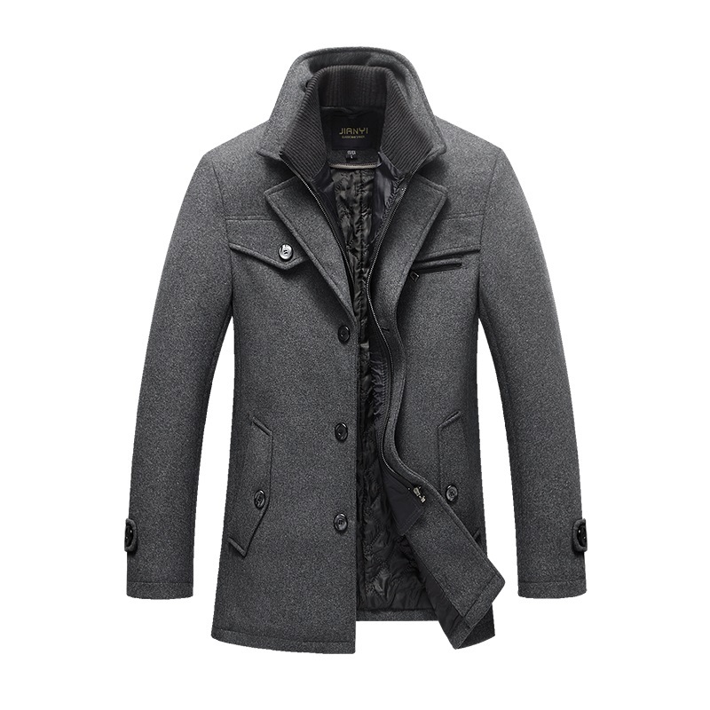 Men's, Winter, Thickened, Mid-Length, Winter Coats, Wool Coats, Winter cool, Mens Casual, Sections wool