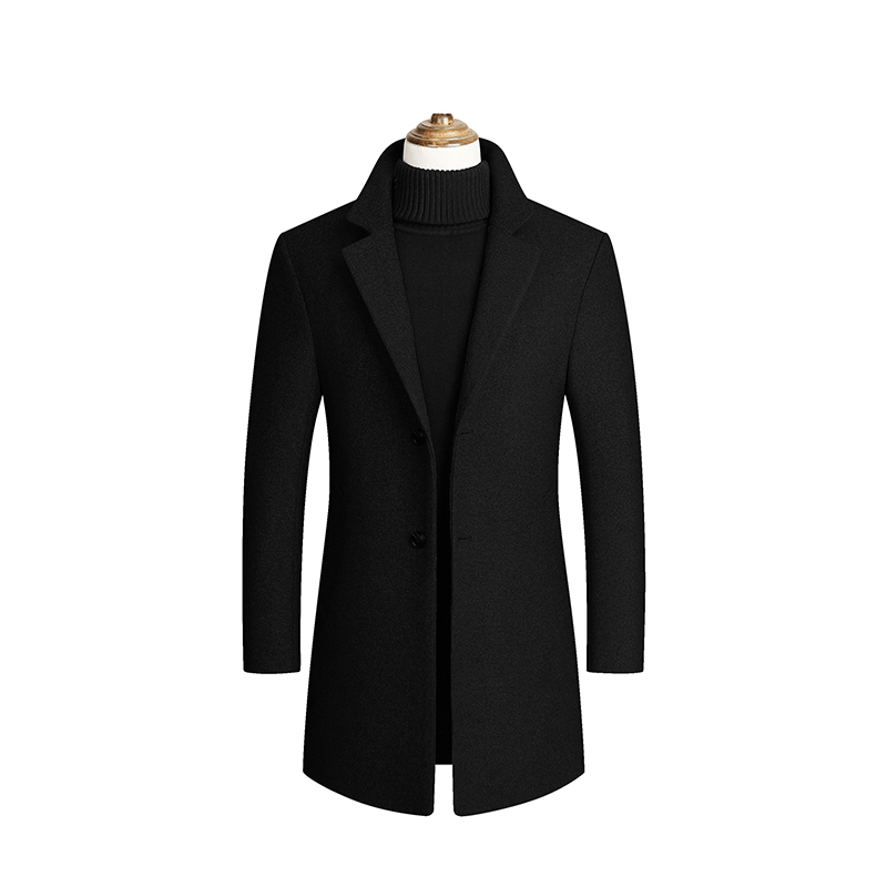 Men's, Winter, Thickened, Mid-Length, Single Breasted, Trench Coat, Winter Coat