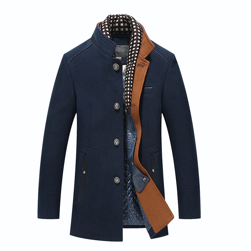 Men's, Winter, Detachable Scarf, Mid-Length, Business, Casual, Trench Coat, Fashion men's