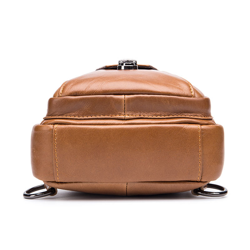 Men's, Street style, Large Capacity, Genuine Leather, Chest Bag, Crossbody Bag