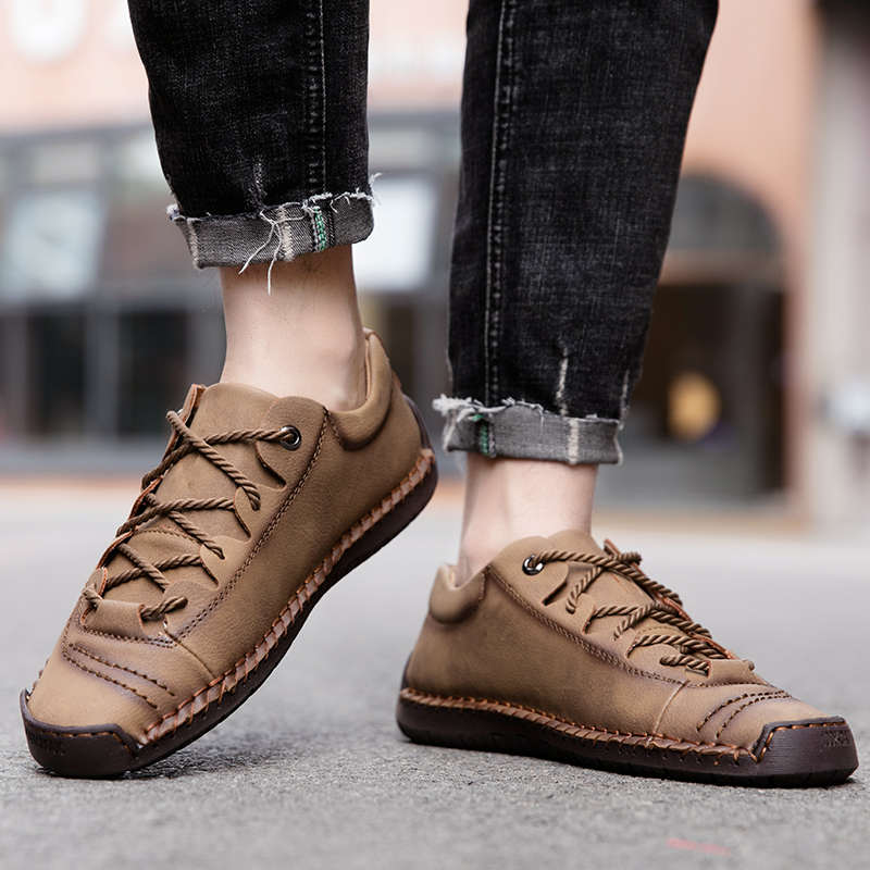 Men's, Four Seasons,Handmade, Lace-up, Microfiber Leather, Flats, Driving Shoes, Outdoor Shoes, Casual Shoes