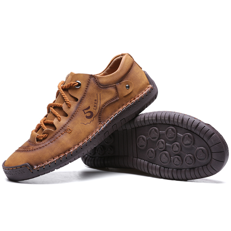 Men's, Four Seasons,Handmade, Lace-up, Microfiber Leather, Flats, Driving Shoes, Outdoor Shoes, Casual Shoes