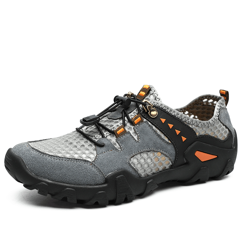 Men's, Four Seasons, Mesh, Leather, Comfortable, Sports Shoes, Breathable, Running Shoes, Outdoor Sneakers