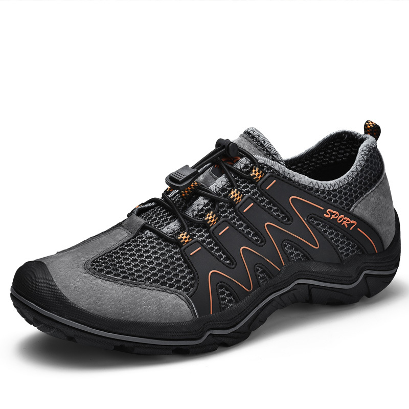 Men's, Four Seasons, Mesh, Leather, Breathbale, Sports Shoes, Breathable, Running Shoes, Outdoor Sneakers