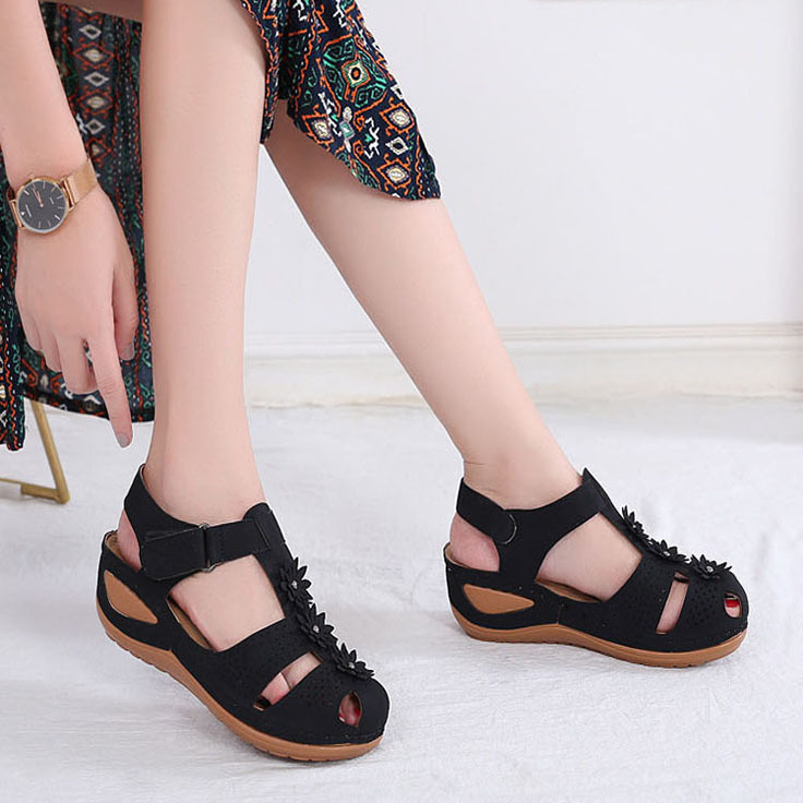 Women's, Flower, Hook Loop, Casual, Synthetic Leather, Sandals, Beach Shoes. Casual Shoes