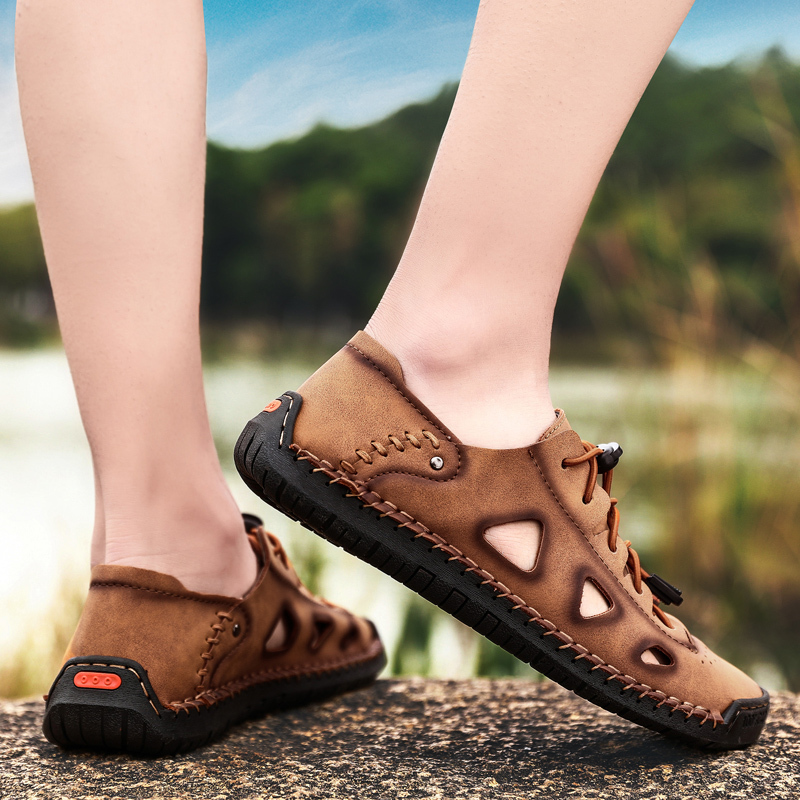 Men's, Summer, Trendy, Breathable, Synthetic Leather, Sandals, Casual Shoes, Flat Sandals