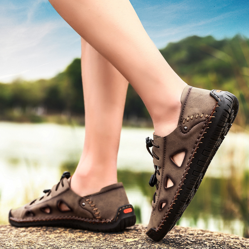 Men's, Summer, Trendy, Breathable, Synthetic Leather, Sandals, Casual Shoes, Flat Sandals