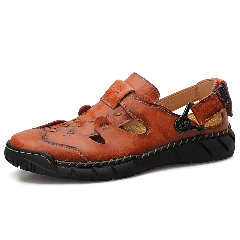 Men's, Summer, Trendy, Breathable, Leather Sandals, Casual Shoes, Flat Sandals