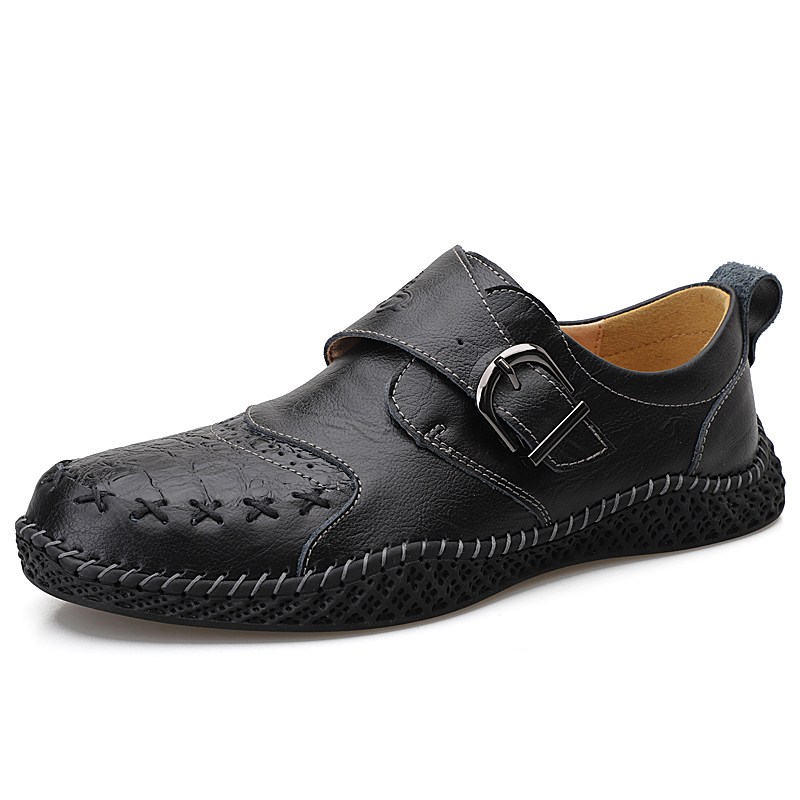Men's, Four Seasons, Handmade, Buckle, Leather Loafers, Casual shoes, Dress Shoes, Footwear