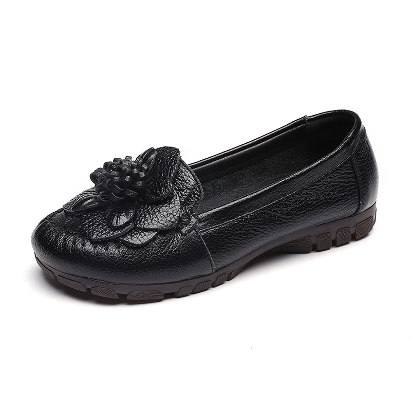 Women's, Four Seasons, Soft, Comfortable, Leather, Casual Shoes, Flat Shoes, Loafer, Flower Shoes