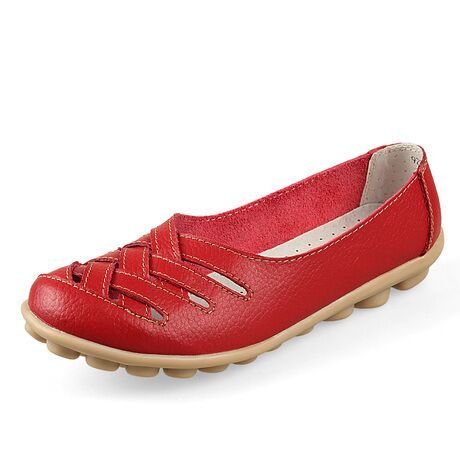 Women's, Summer, Hollow, Breathable, Leather, Casual Shoes, Flat Shoes, Loafers Shoes