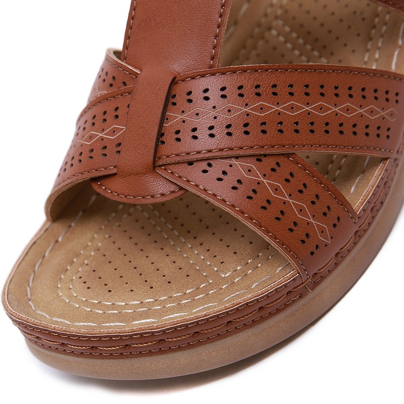 Women's, Summer, Open Toe, Hook Loop, Microfiber Leather, Casual Sandals, High-Heels