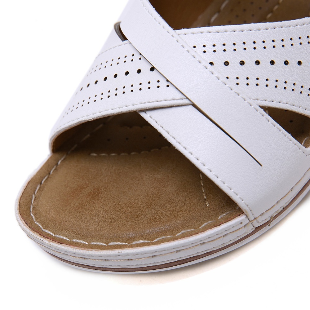 Women's, Summer, Soft, Wedges, Microfiber Leather, Slipper, Beach Shoes, Mid Heels, Holiday, Slip On
