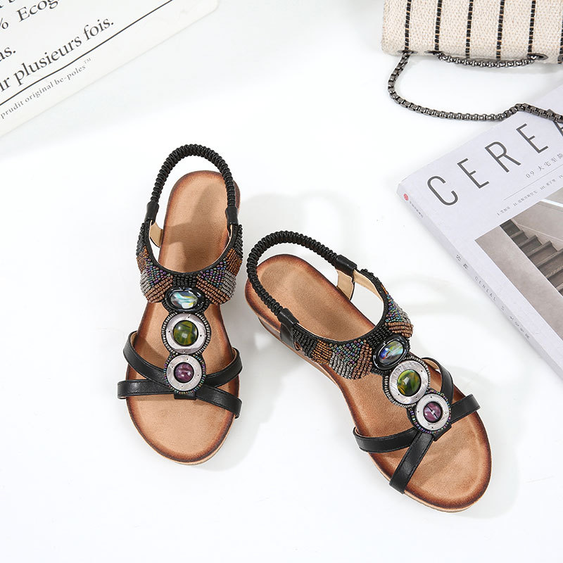 Women's, Summer, Opened Toe, Beach, Microfiber Leather, Wedges Sandals, Casual Shoes