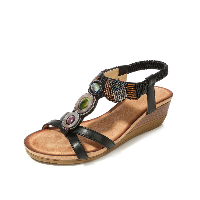 Women's, Summer, Opened Toe, Beach, Microfiber Leather, Wedges Sandals, Casual Shoes