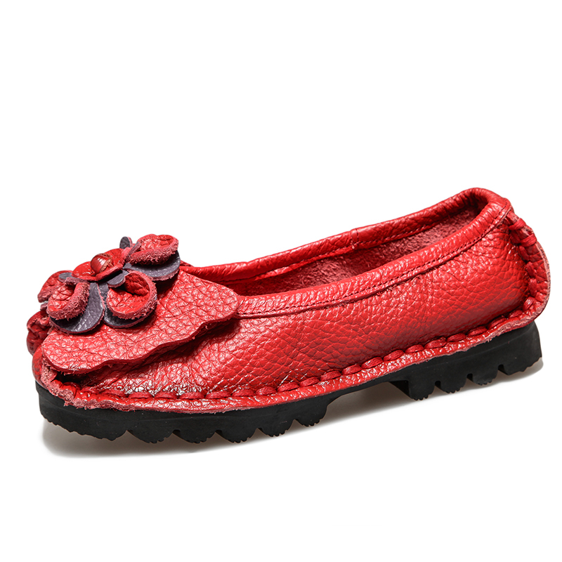 Women's, Four Seasons, Handmade, Flower, Leather, Loafers, Casual Shoes, Loafer Flats