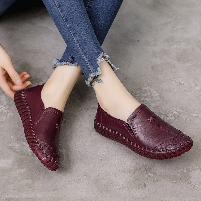 Women's, Four Seasons, Handmade, Flat, Casual Shoes, Loafers, Loafers Shoes