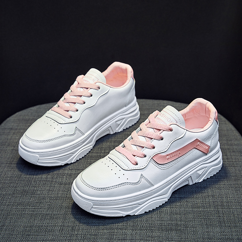 Women's, Seasons, Trendy, Breathable, Synthetic Leather, Sneakers, Lace-up, Flat, Plain, Simple, Casual shoes