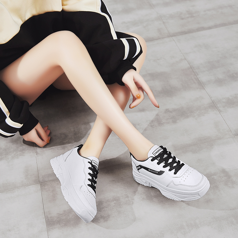 Women's, Seasons, Trendy, Breathable, Synthetic Leather, Sneakers, Lace-up, Flat, Plain, Simple, Casual shoes