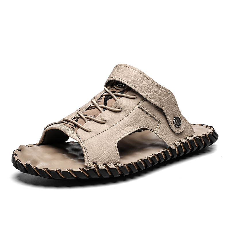 Men's, Summer, Handmade, Open Toe, Microfiber Leather, Sandals, Slipper, Beach Slipper