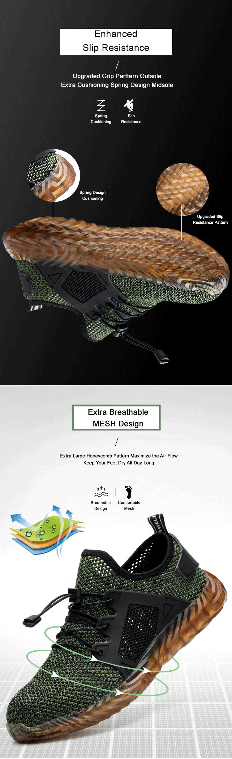 Men's, Summer, Breathable, Lightweight, Mesh, Safety Shoes, Sport Shoes, Work shoes