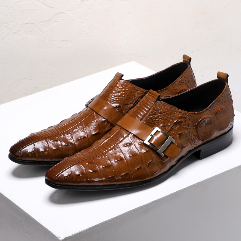 Men's, Four Seasons, Classic, Crocodile, Pattern, Leather, Business Shoes, Dress Shoes, Formal Shoes