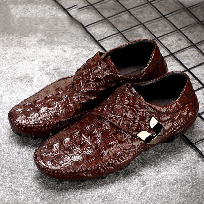 Men's, Four Seasons, Crocodile Pattern, Luxury, Leather, Loafer, Diving Shoes, Casual Shoes