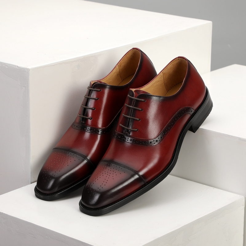 Men's, Four Seasons, British, Classic, Leather, Business Dress, Dress Shoes, Office Shoes, Pointed Toe, Carved, Lace-up