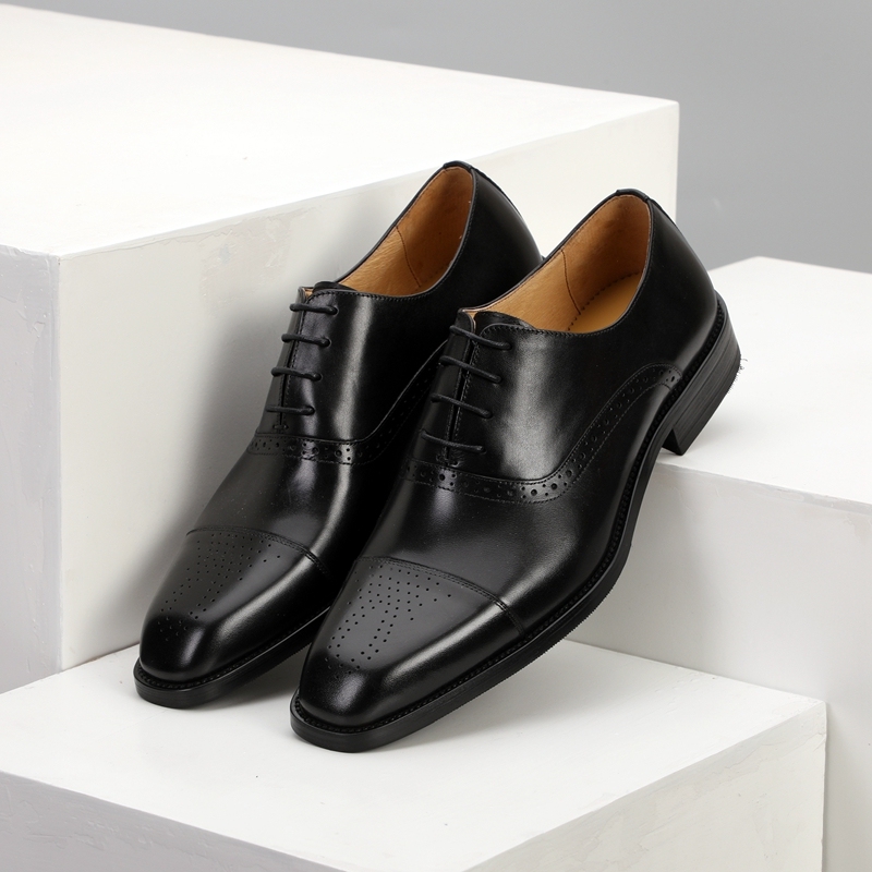 Men's, Four Seasons, British, Classic, Leather, Business Dress, Dress Shoes, Office Shoes, Pointed Toe, Carved, Lace-up