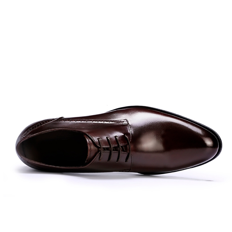 Men's, Four Seasons, Leather, Business Dress, Dress Shoes, Office Shoes, Round toe, Carved, Lace-up, Non-slip, Formal shoes