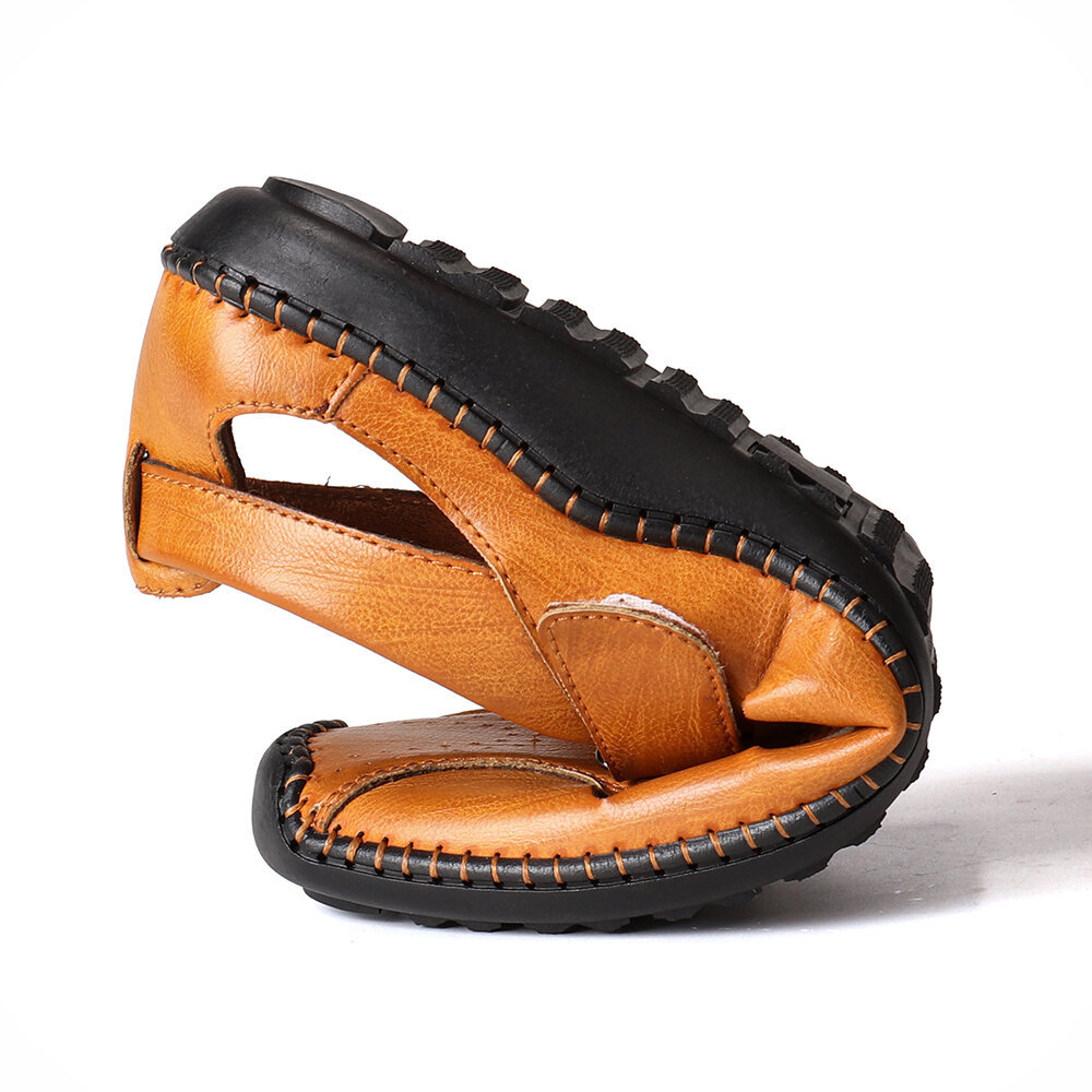 Men Hand Stitching Dress Sandals Hollow Out Leather Sandals, Sandals