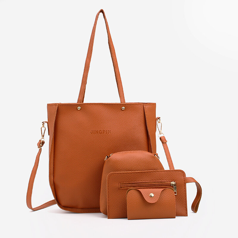 Women Bag, 4 PCS, PU Leather Handbag, Leisure Bag, Crossbody Bag ，Solid ,Shoulder Bag, Handbags