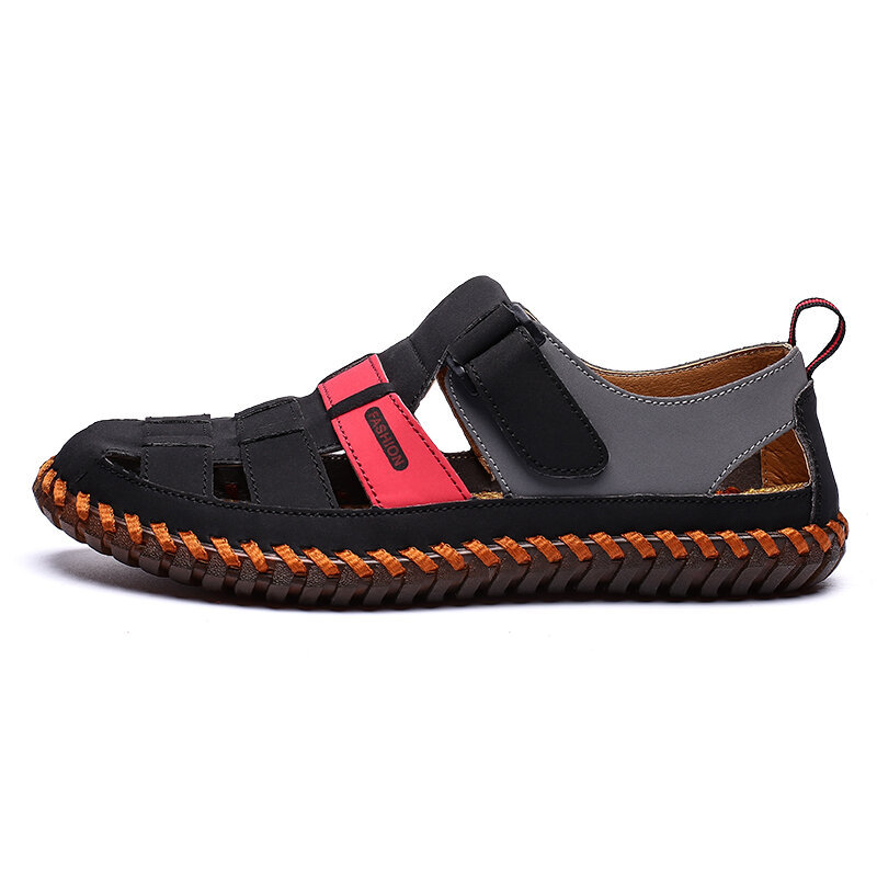 Men Closed Toe Hand Stitching Woven Style Leather Dress Sandals, Sandals