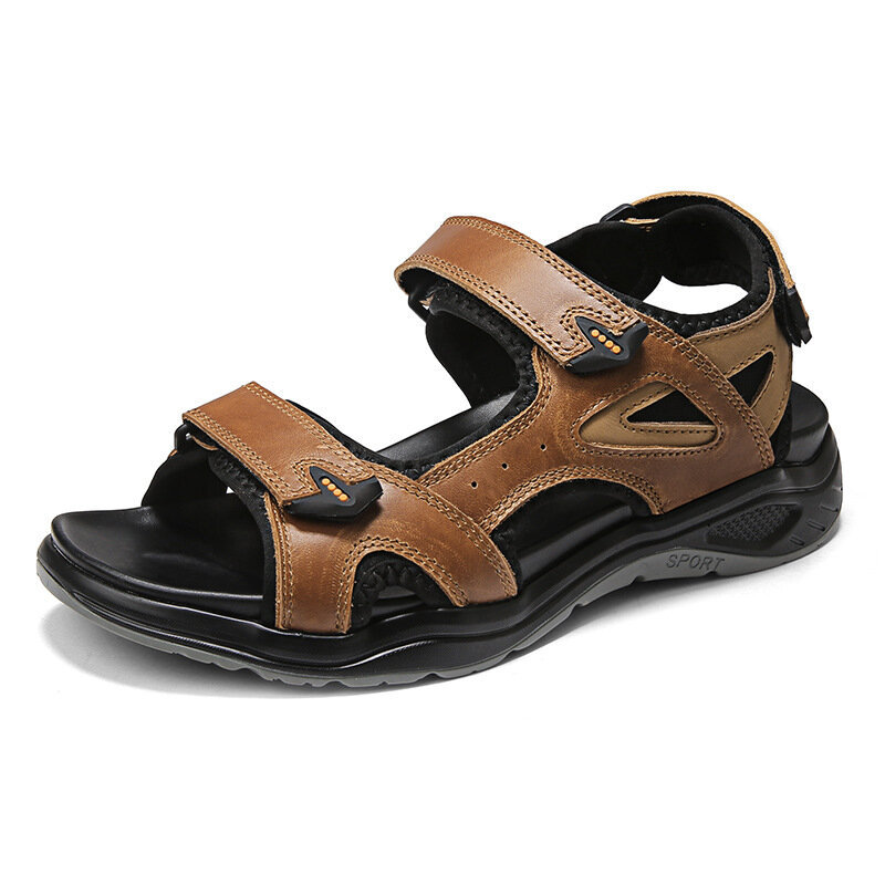 Men Cow Leather Waterproof Non Slip Hiking Leather Sandals, Sandals