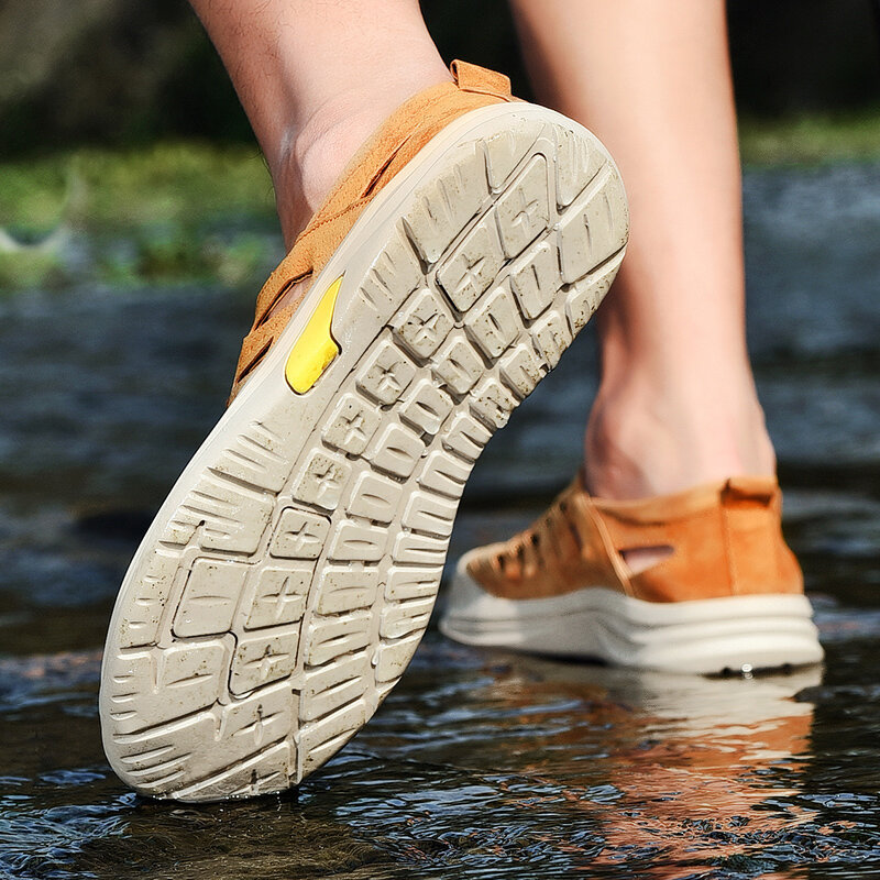 Men Suede Non Slip Wear Resistant Anti-collision Outdoor Casual Sandals, Sandals