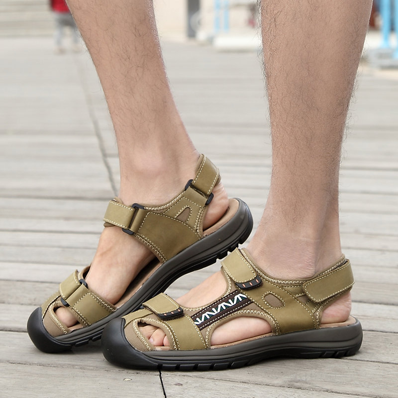 Men Three Hook Loop Toe Protection Outdoor Slip Resistant Hiking Sandals, Sandals