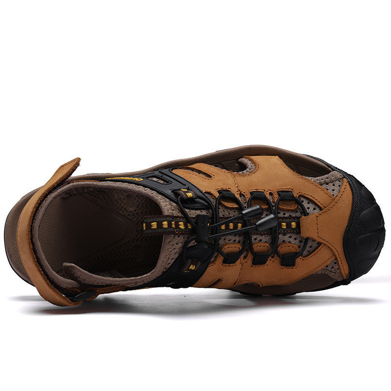 Men Genuine Leather Anti-collision Non Slip Wearable Soft Sole Outdoor Sandals , Sandals