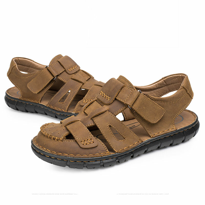 Men Closed Toe Fisherman Sandals Outdoor Beach Water Leather Sandals ...