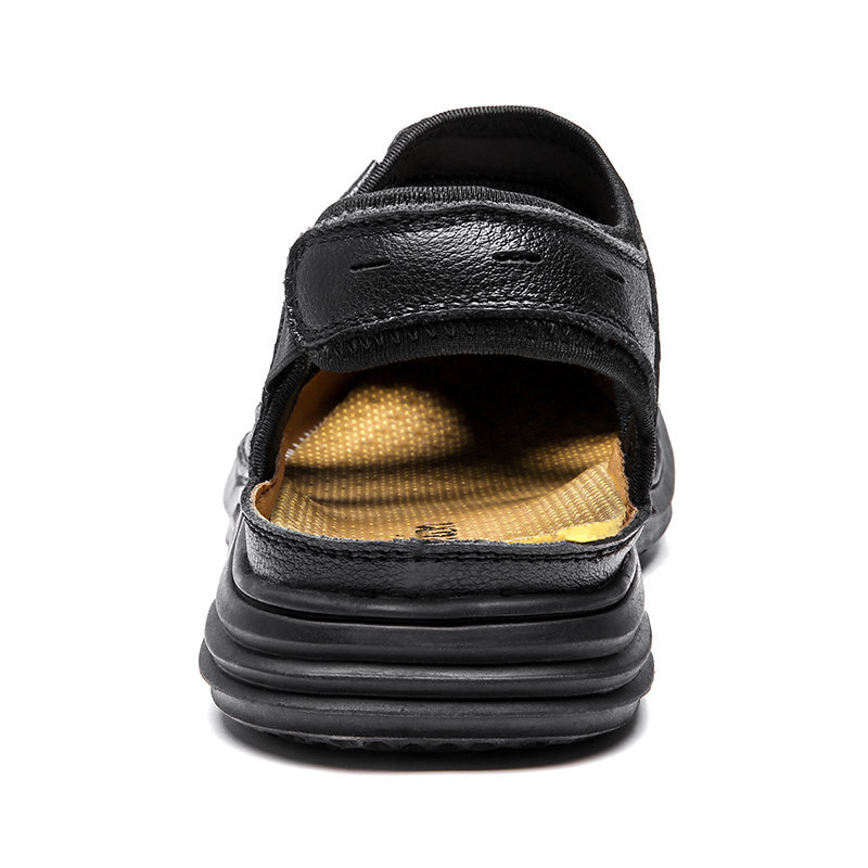 Men Genuine Leather Closed Toe Elatsic Slip On Outdoor HikingSandals, Sandals