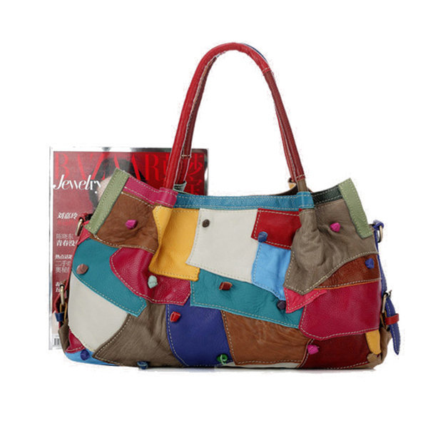 Women Bags，Women Leather Bags, Contrast Color, Patchwork, Women Handbag, Shoulder Bags, Crossbody Bags