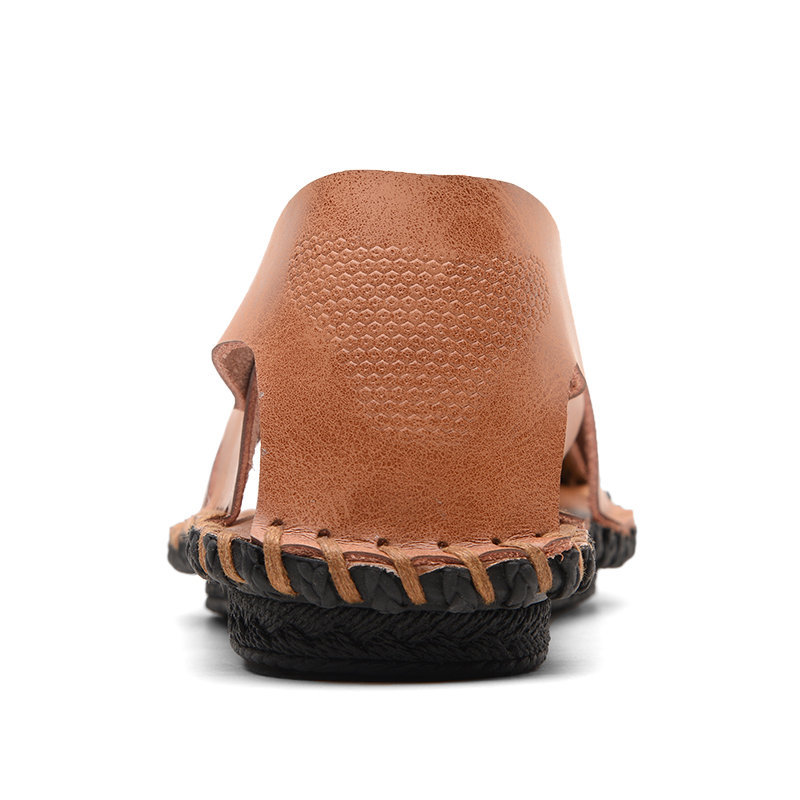 Men Hand Stitching Soft Closed Toe Leather Sandals, Sandals