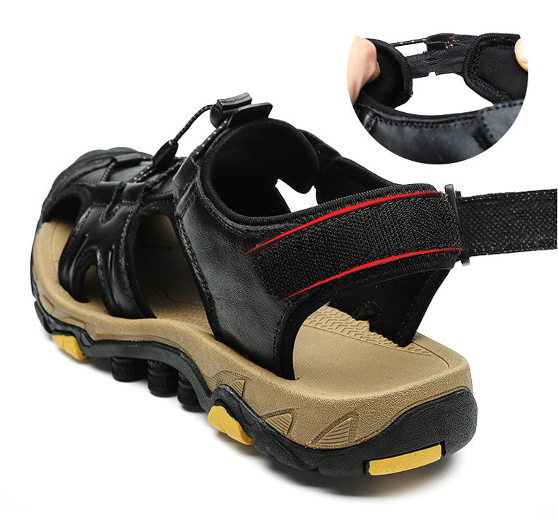 Men Anti-collision Toe Outdoor Quick Release Hiking Leather Sandals, Sandals
