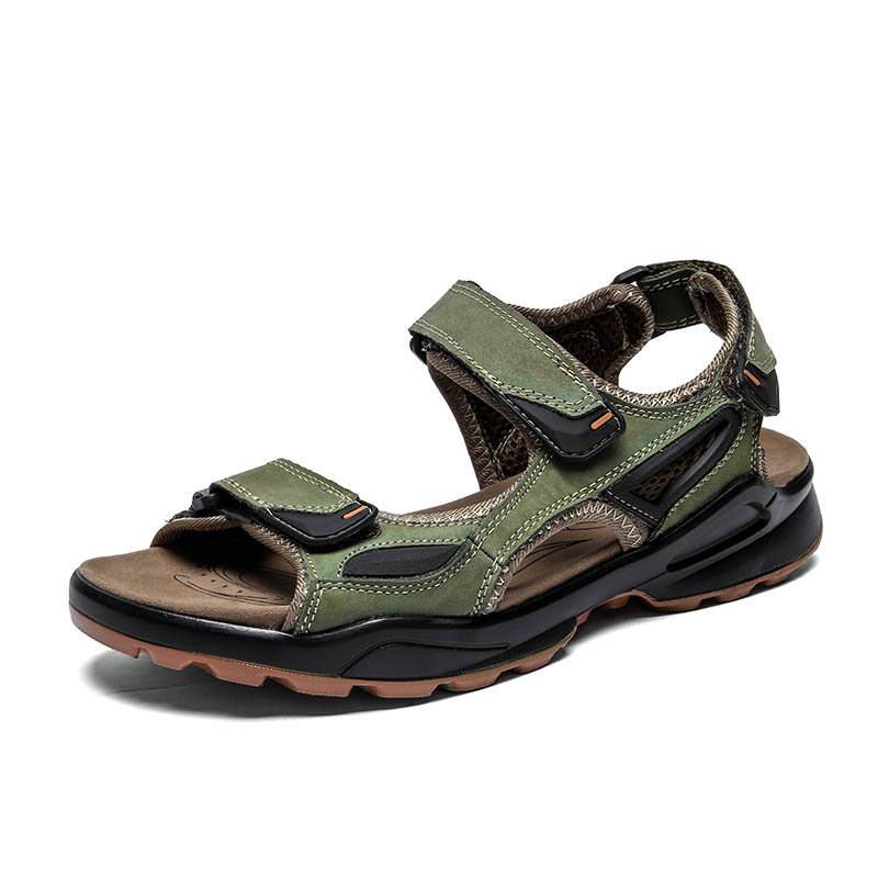 Men Hook Loop Outdoor Non Slip Beach Leather Casual Sandals, Sandals