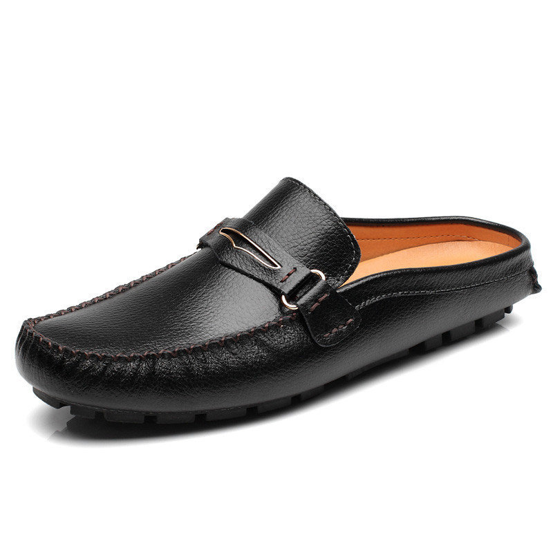 Large Size Men British Style Color Blocking Flat Slip On Casual Backless Loafers, Sandals